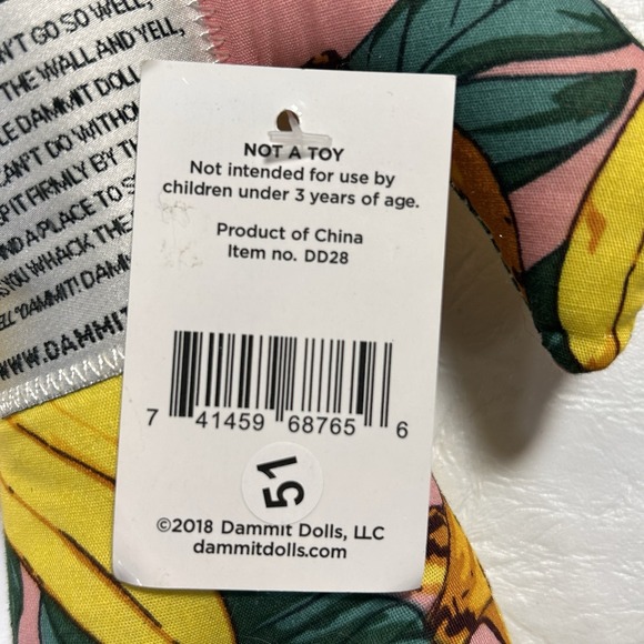 New‎ Dammit Doll Banana Pink Hair Voodoo Stress Relief Savanna Banana Baseball - Picture 6 of 6